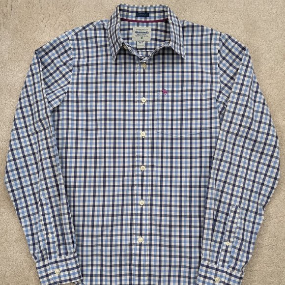 Abercrombie & Fitch blue white button shirt - Picture 1 of 3